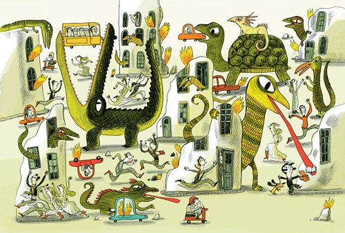 Imatge del llibre No he fet els deures perquè... de Davide Cali. Il·lustració de Benjamin Chaud.